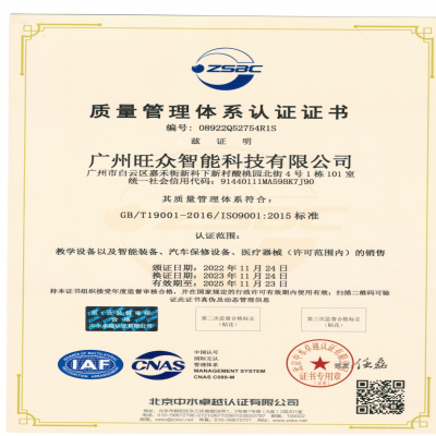 ISO体系认证证书